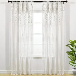 Boho Macrame Textured Cotton Window Curtain