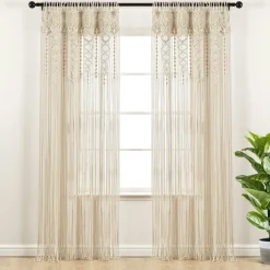 Boho Macrame Textured Cotton Window Curtain