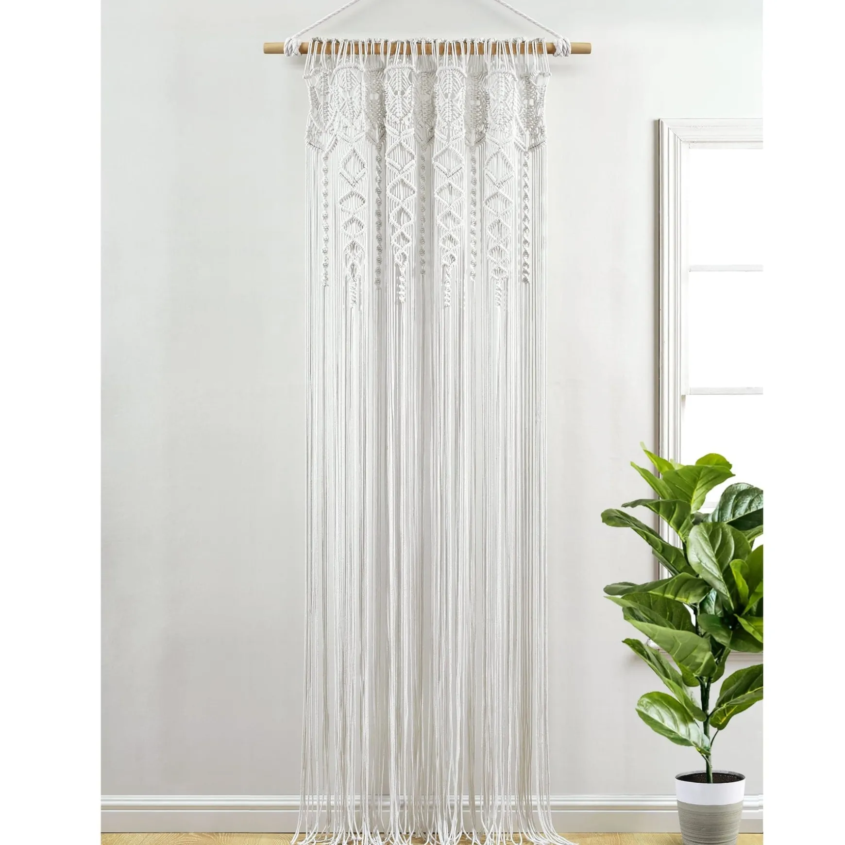 Boho Macrame Textured Cotton Window Curtain