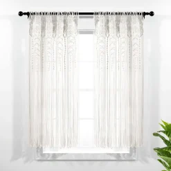 Boho Macrame Textured Cotton Window Curtain