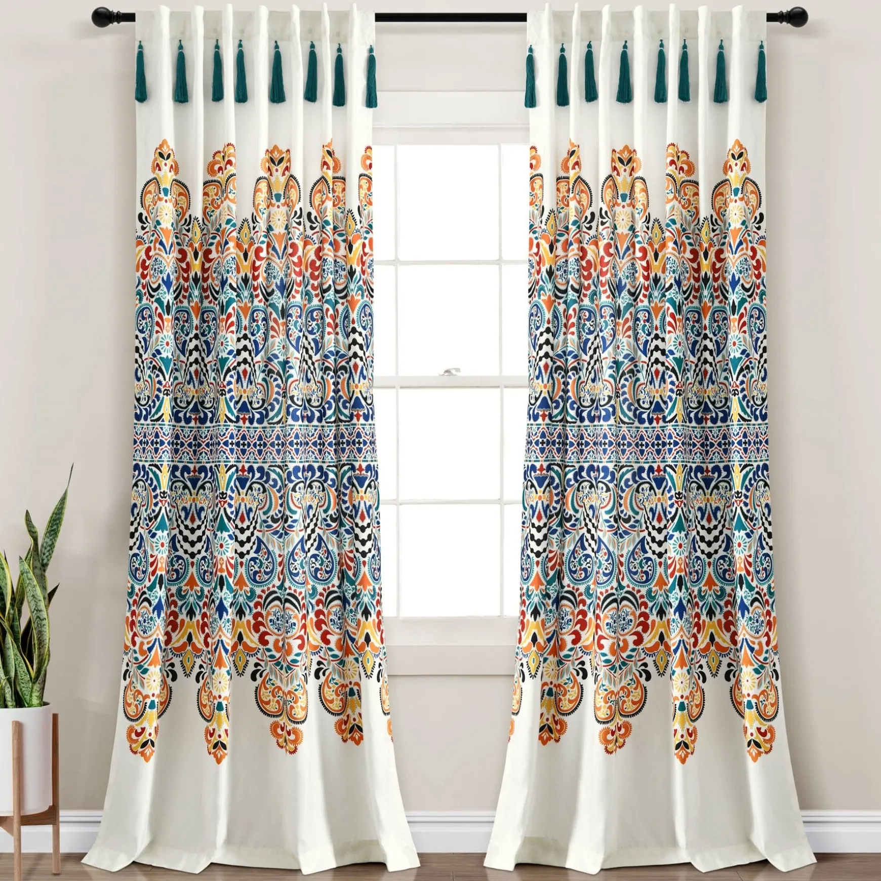 Boho Medallion Window Curtain Panel Set