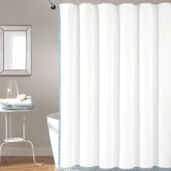 Boho Melora Tassel Yarn Dyed Recycled Cotton Blend Shower Curtain