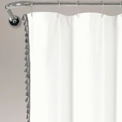 Boho Melora Tassel Yarn Dyed Recycled Cotton Blend Shower Curtain