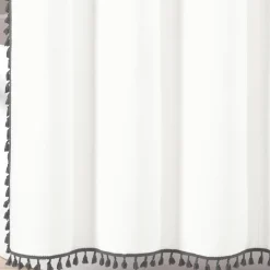 Boho Melora Tassel Yarn Dyed Recycled Cotton Blend Shower Curtain