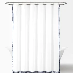 Boho Melora Tassel Yarn Dyed Recycled Cotton Blend Shower Curtain