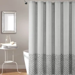 Boho Polka Dot Yarn Dyed Recycled Cotton Blend Shower Curtain