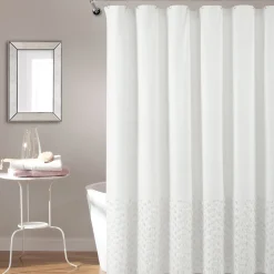 Boho Polka Dot Yarn Dyed Recycled Cotton Blend Shower Curtain