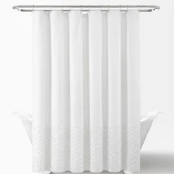 Boho Polka Dot Yarn Dyed Recycled Cotton Blend Shower Curtain