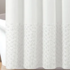 Boho Polka Dot Yarn Dyed Recycled Cotton Blend Shower Curtain