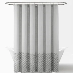 Boho Polka Dot Yarn Dyed Recycled Cotton Blend Shower Curtain