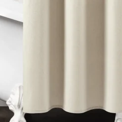 Boho Pom Pom Tassel Faux Linen Shower Curtain