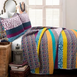Boho Stripe 3 Piece Quilt Set