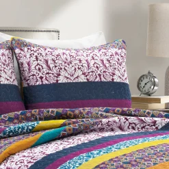 Boho Stripe 3 Piece Quilt Set