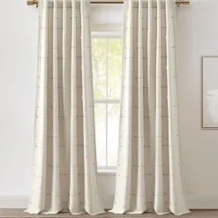 Boho Stripe Clip Jacquard Window Curtain Panel Set