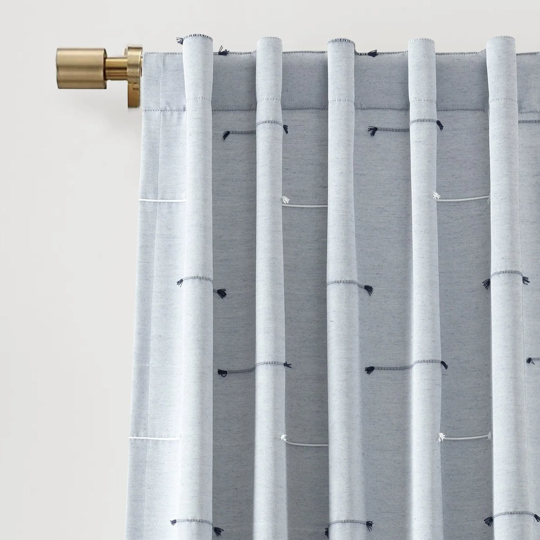 Boho Stripe Clip Jacquard Window Curtain Panel Set