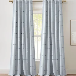 Boho Stripe Clip Jacquard Window Curtain Panel Set