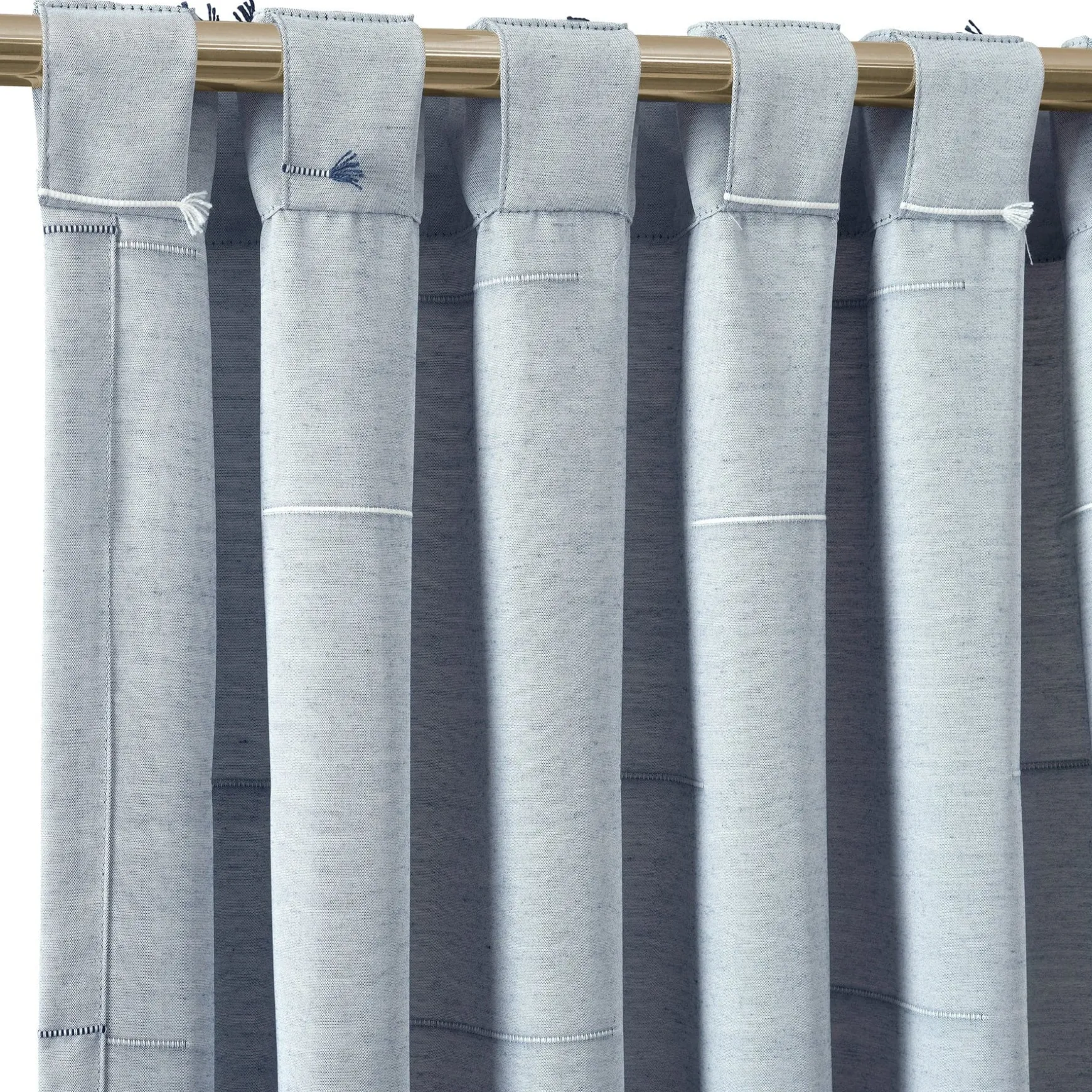 Boho Stripe Clip Jacquard Window Curtain Panel Set