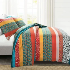 Boho Stripe Cotton Reversible Duvet Cover Set