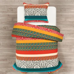 Boho Stripe Cotton Reversible Duvet Cover Set