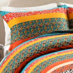 Boho Stripe Cotton Reversible Duvet Cover Set
