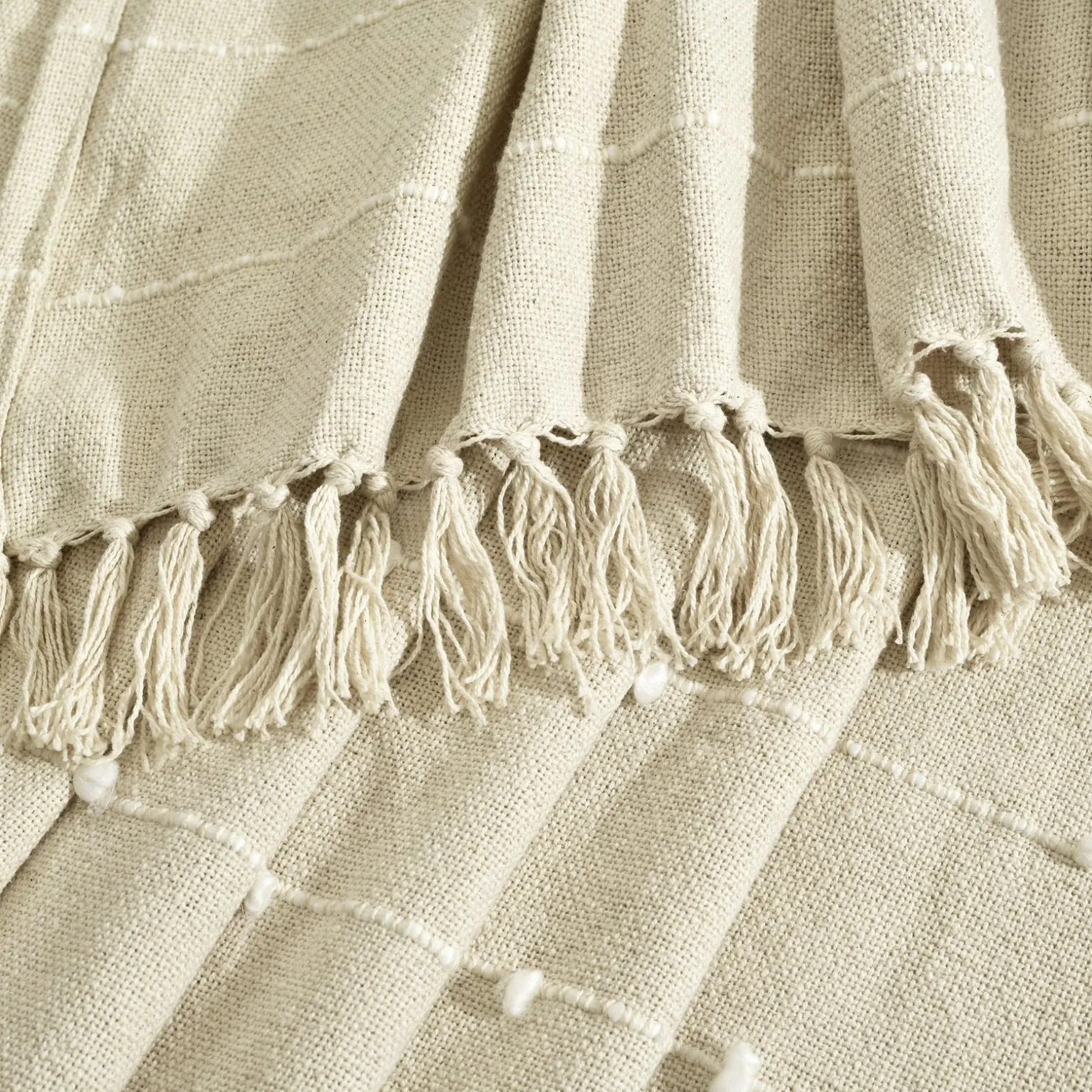 Boho Tufted Cotton Woven Tassel Fringe Throw