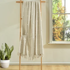 Boho Tufted Cotton Woven Tassel Fringe Throw