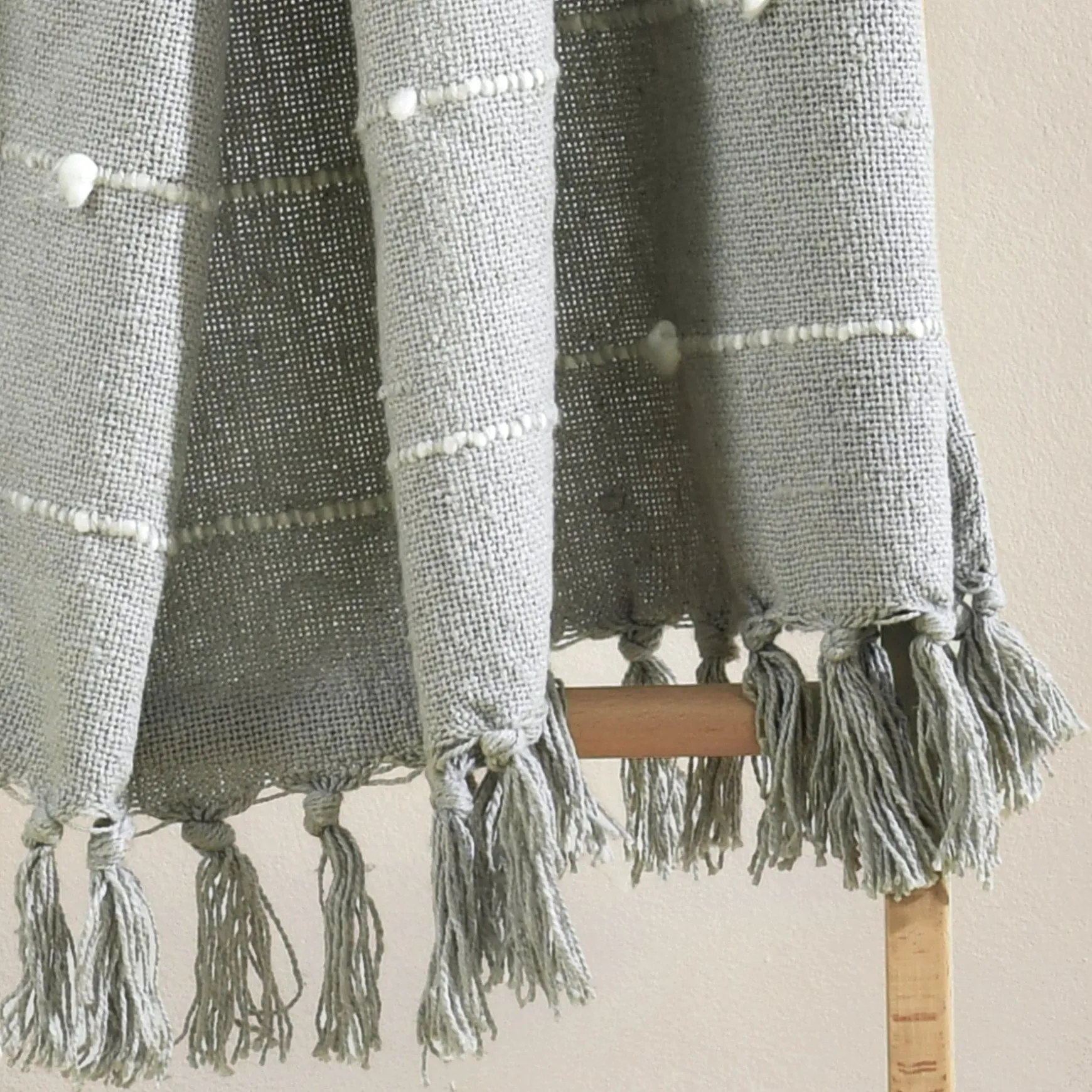 Boho Tufted Cotton Woven Tassel Fringe Throw
