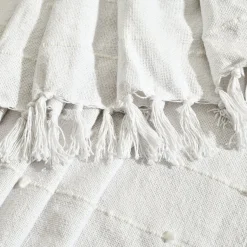 Boho Tufted Cotton Woven Tassel Fringe Throw