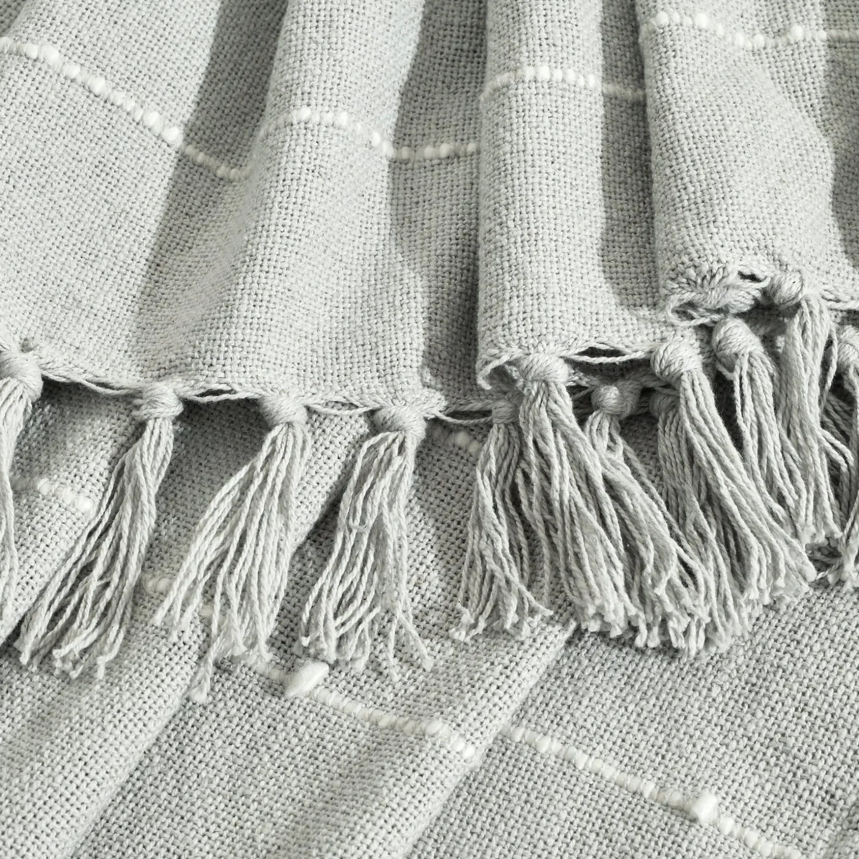 Boho Tufted Cotton Woven Tassel Fringe Throw