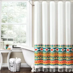 Boho Viviane Geo Fringe Shower Curtain
