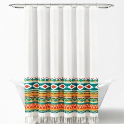Boho Viviane Geo Fringe Shower Curtain