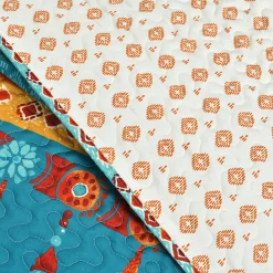 Boho Watercolor Border Quilt 3 Piece Set