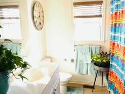 Boho Watercolor Border Shower Curtain