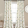 Botanical Bird & Flower Light Filtering Window Curtain Panel Set