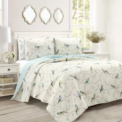 Botanical Bird & Flower Quilt 3 Piece Set
