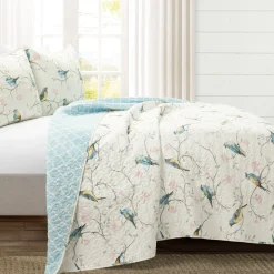 Botanical Bird & Flower Quilt 3 Piece Set