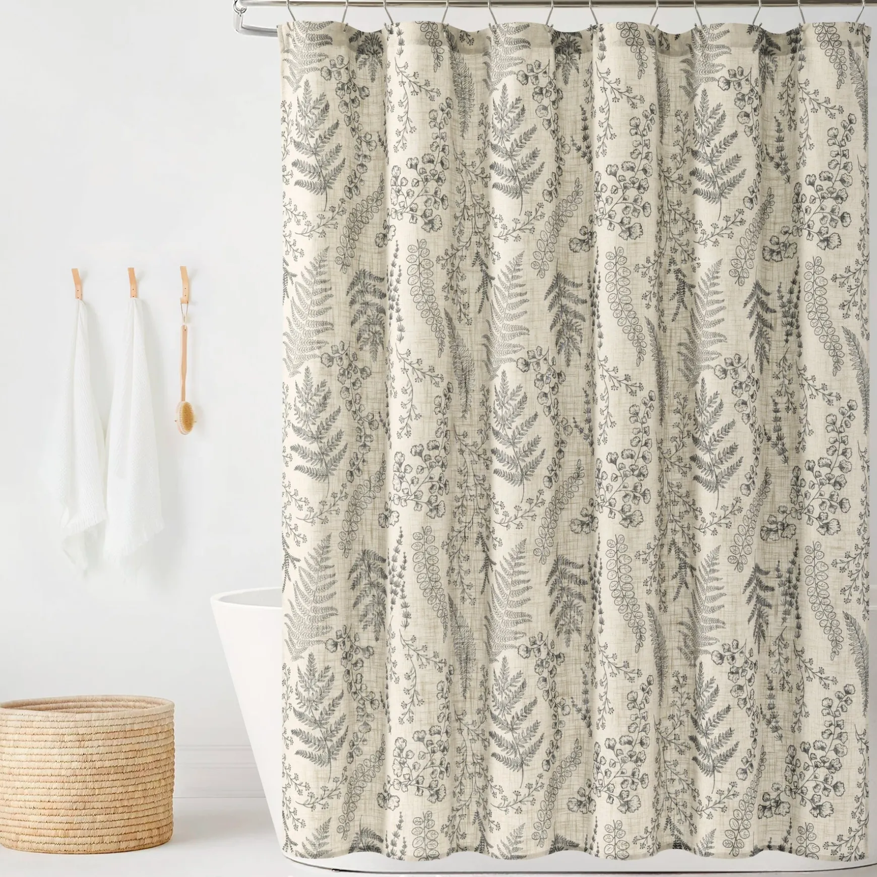 Botanical Dreams Linen Textured Shower Curtain