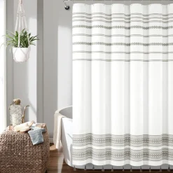 Breezy Chic Tassel Jacquard Recycled Cotton Shower Curtain