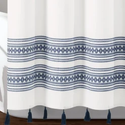 Breezy Chic Tassel Jacquard Recycled Cotton Shower Curtain