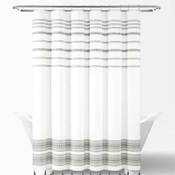 Breezy Chic Tassel Jacquard Recycled Cotton Shower Curtain