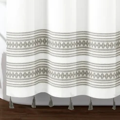 Breezy Chic Tassel Jacquard Recycled Cotton Shower Curtain