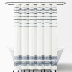Breezy Chic Tassel Jacquard Recycled Cotton Shower Curtain