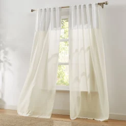 Brigitte Embroidery Eyelet Scalloped Edge Window Curtain Panels