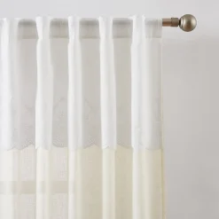 Brigitte Embroidery Eyelet Scalloped Edge Window Curtain Panels