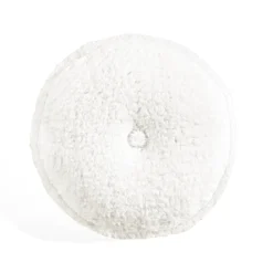 Button Soft Sherpa Round Throw Pillow