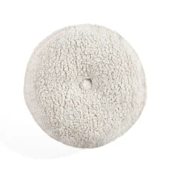 Button Soft Sherpa Round Throw Pillow