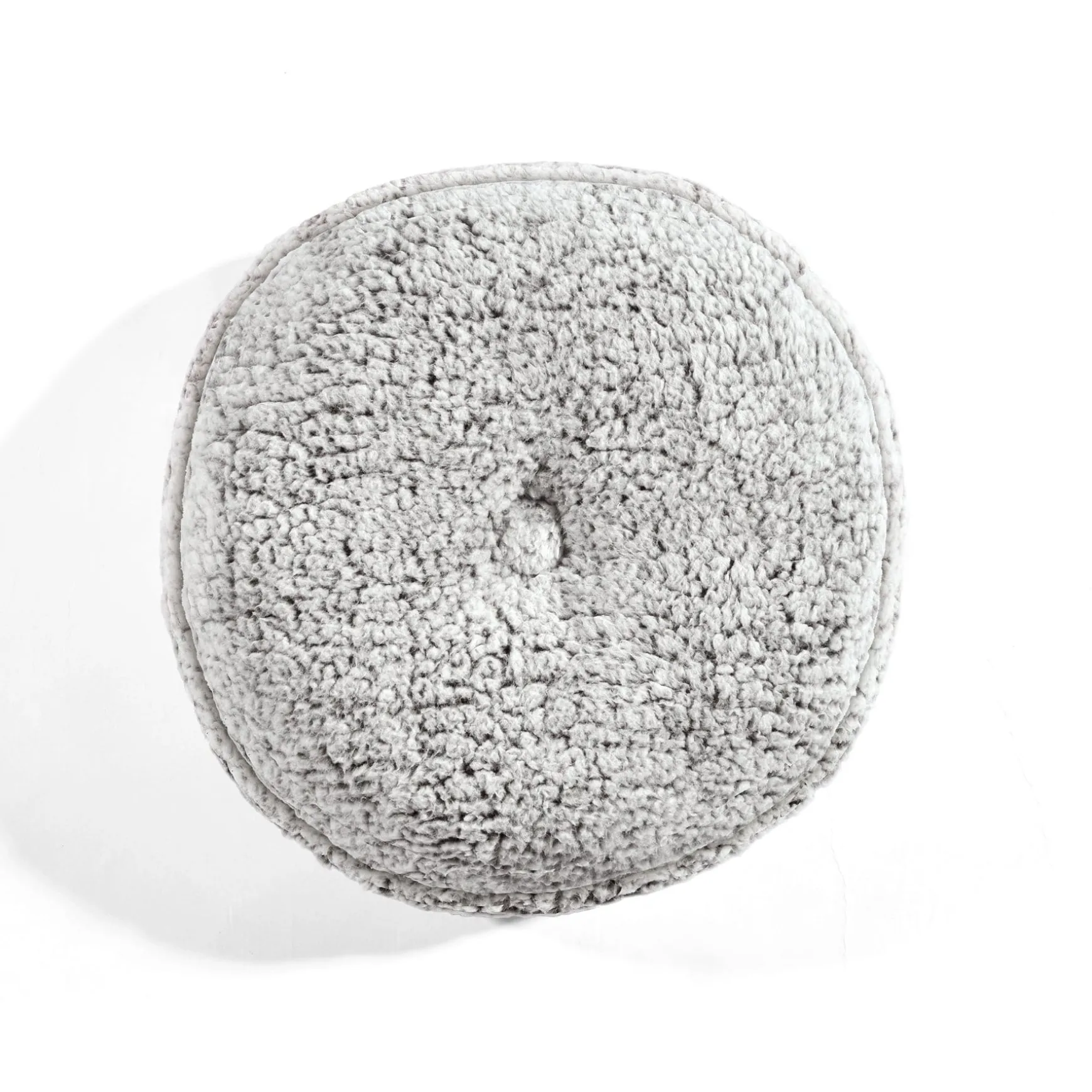 Button Soft Sherpa Round Throw Pillow