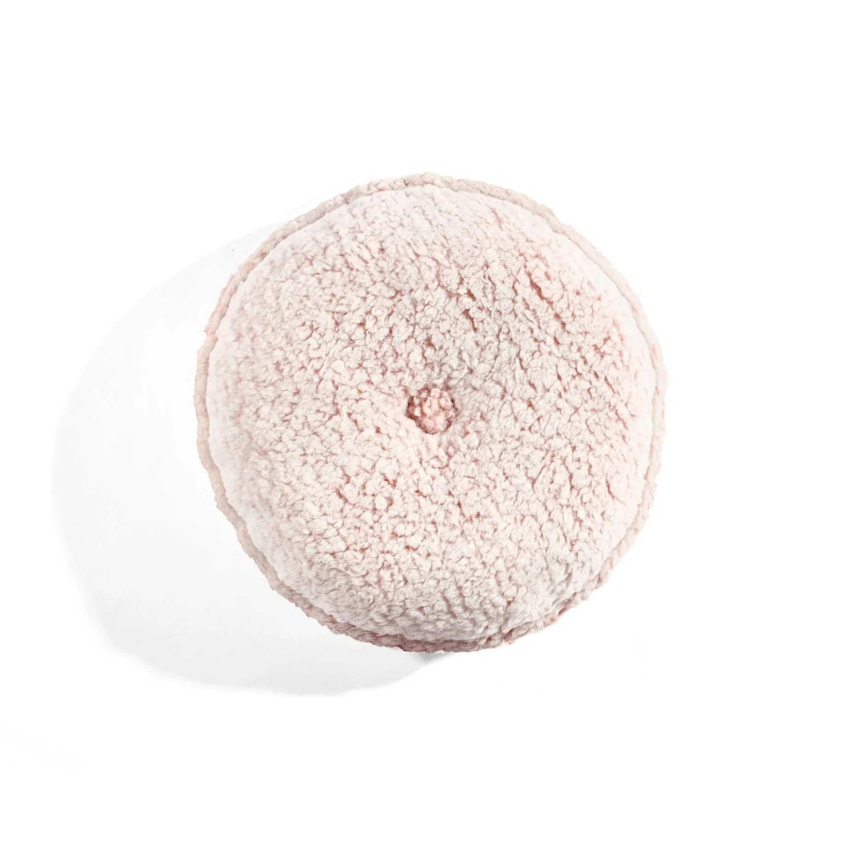 Button Soft Sherpa Round Throw Pillow