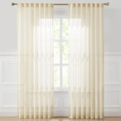 Calia Textured Stripe Sheer Window Curtain Panels