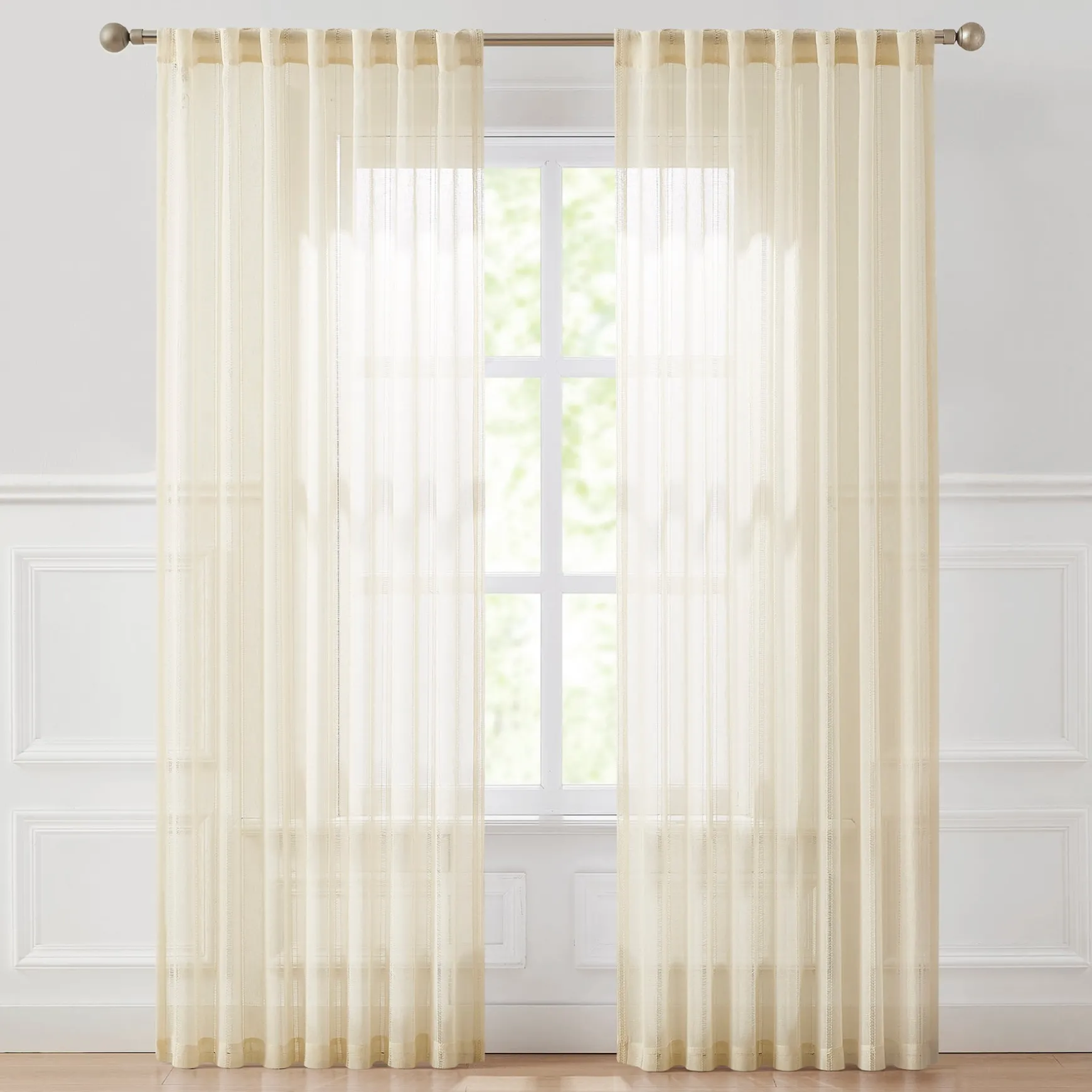 Calia Textured Stripe Sheer Window Curtain Panels
